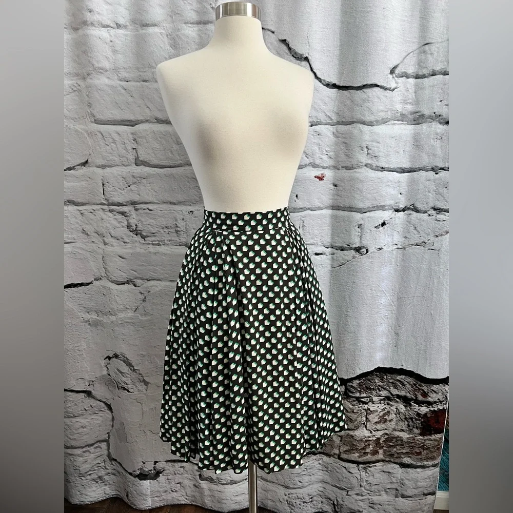 Orla Kiely Hipstich Aline Pleated Skirt with Pockets Heart Love Pattern - Picture 3 of 10